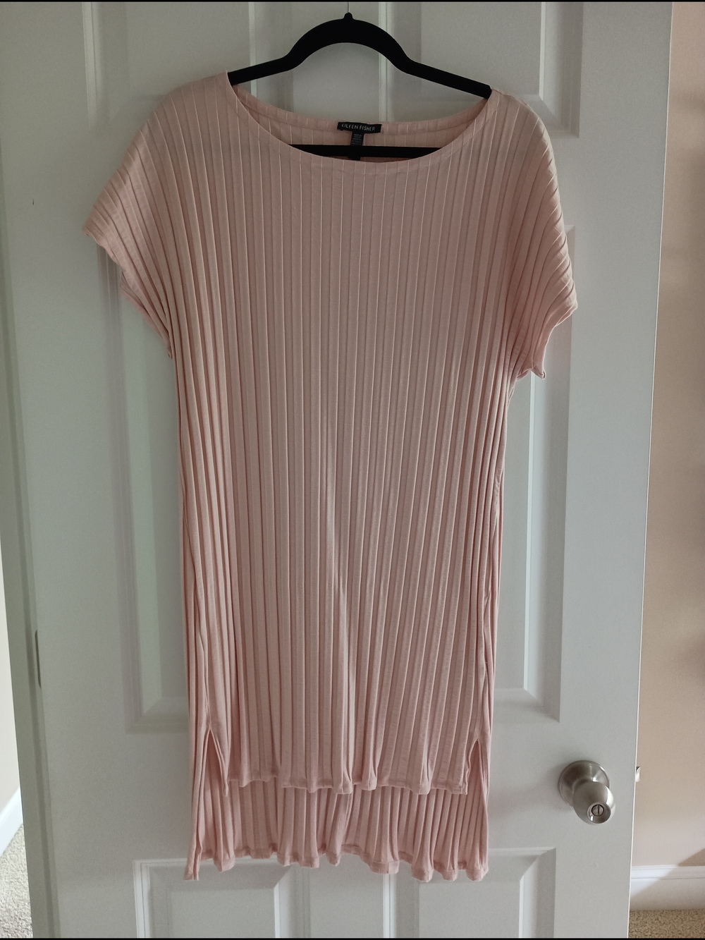 Eileen Fisher Blush Pink Ribbed Short-Sleeve Tunic